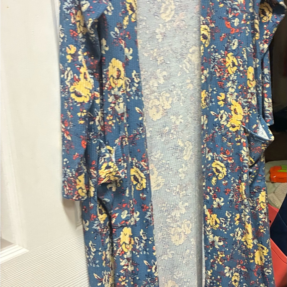 LuLaRoe Blue/yellow Floral Cardigan